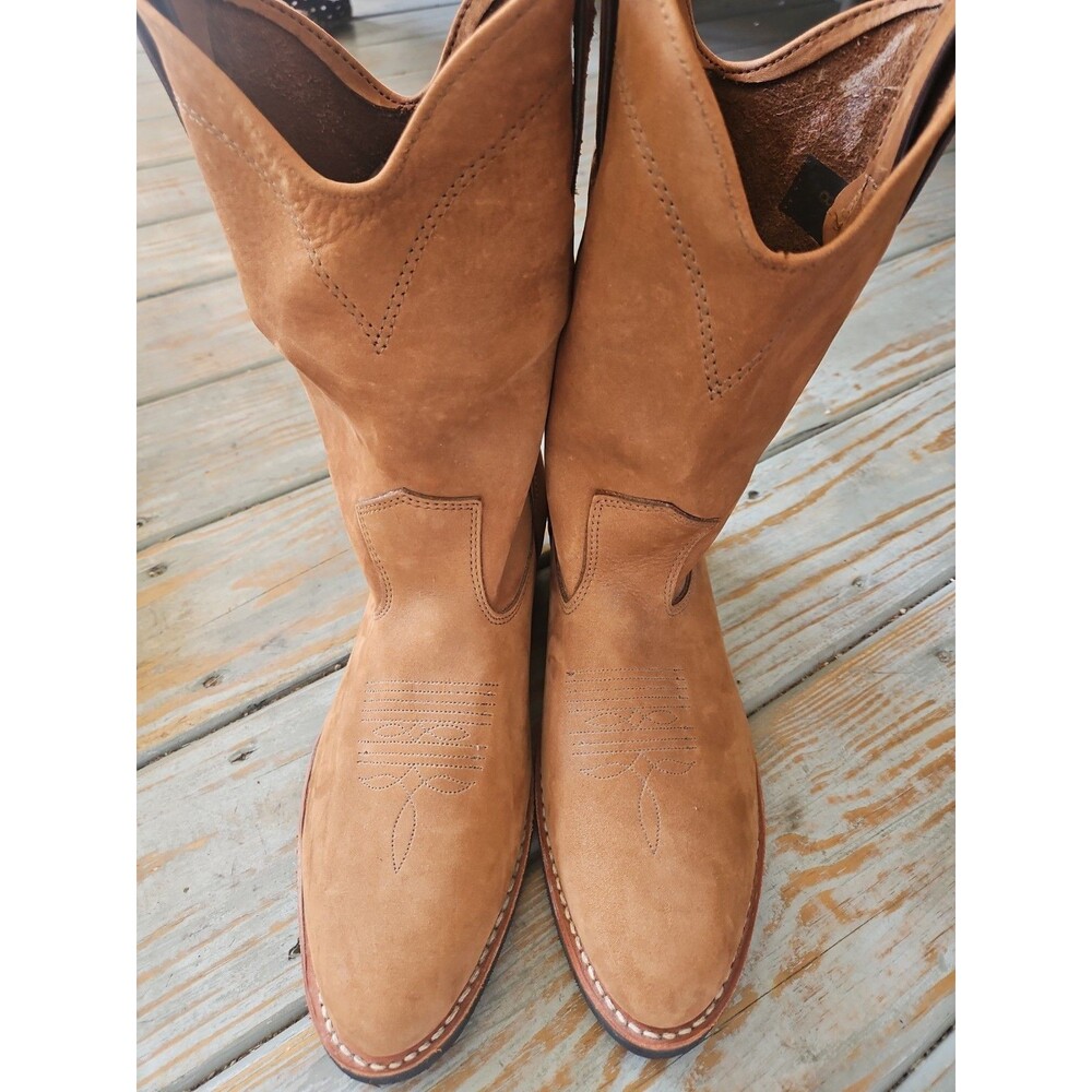 Rhino Brown Slip On Boots Leather  Work Steel Toe Western Boots Sz 8.5 NEW